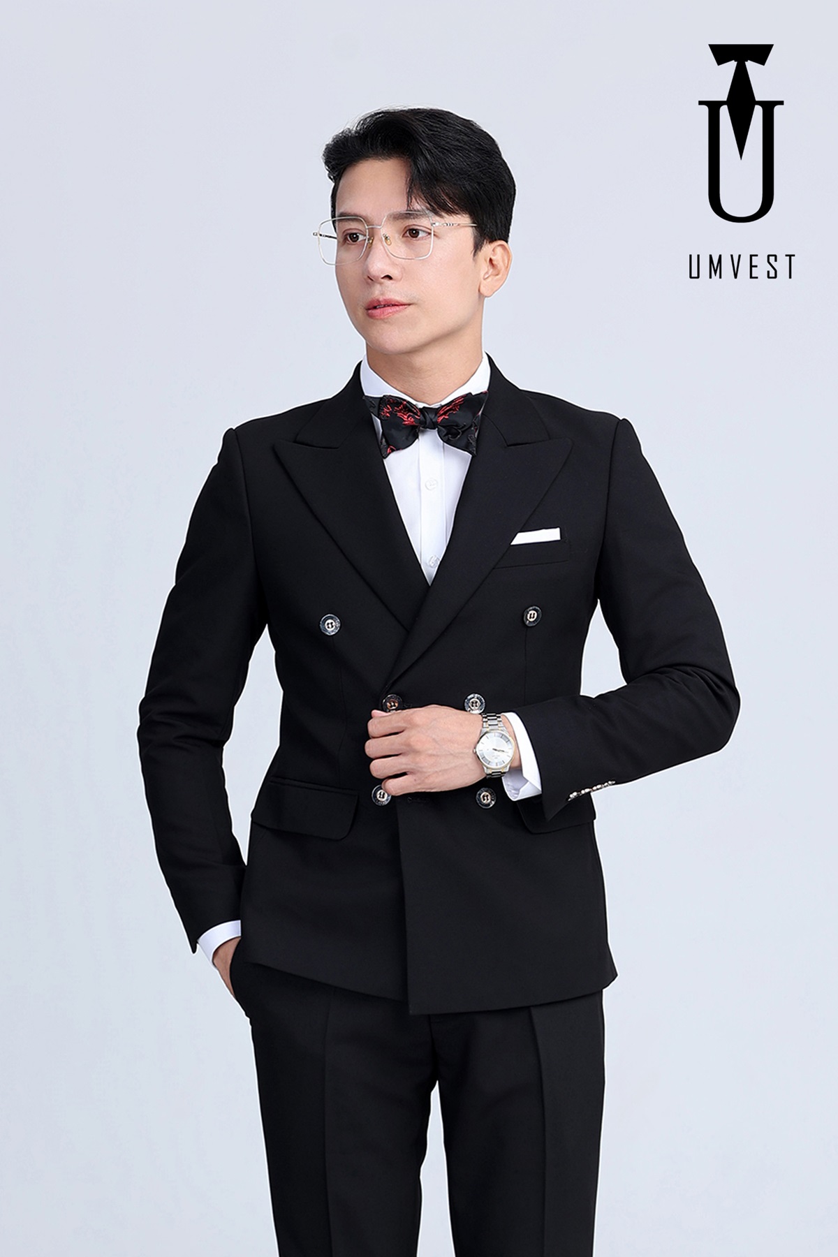 Bộ vest 6 cúc đen