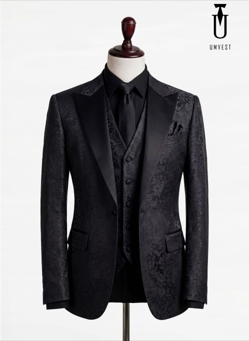 BỘ TUXEDO MÀU ĐEN GẤM 