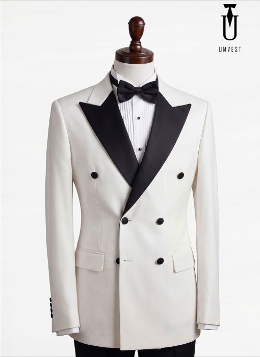 BỘ TUXEDO MÀU TRẰNG VE NHỌN 6 CÚC 