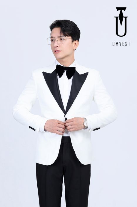 BỘ TUXEDO TRẮNG CỔ ĐEN NHỌN