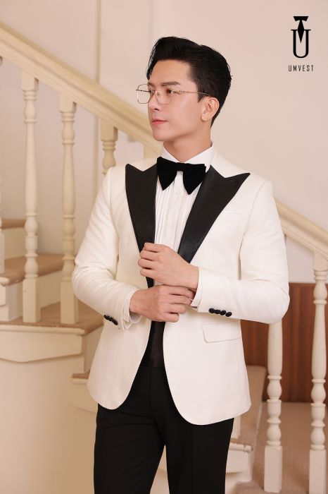 BỘ TUXEDO TRẮNG VE NHỌN ĐEN