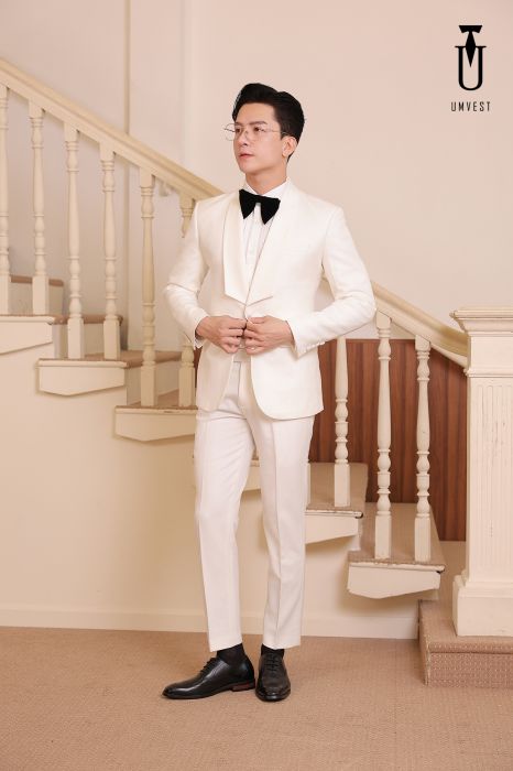 BỘ TUXEDO TRẮNG VE VUÔNG