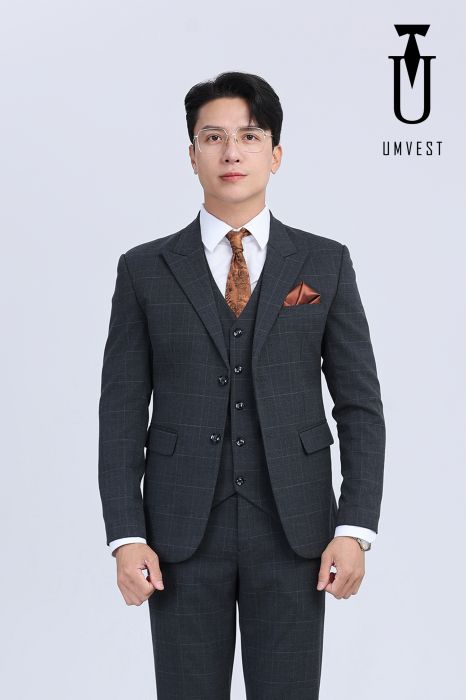 BỘ VEST CARO XÁM ĐẬM