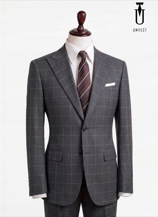 BỘ VEST NAM MÀU CÁM CARO 191 02 
