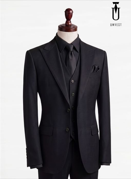 BỘ VEST NAM MÀU ĐEN SƠ MI ĐEN 02 