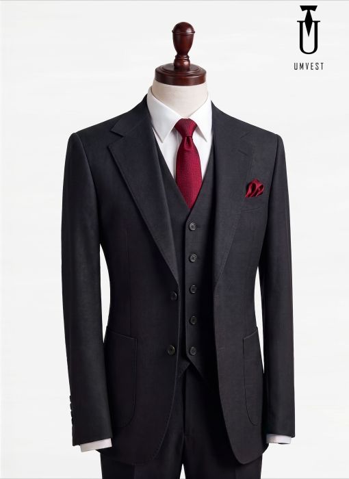 BỘ VEST NAM MÀU ĐEN XƯƠNG CÁ GHILE 
