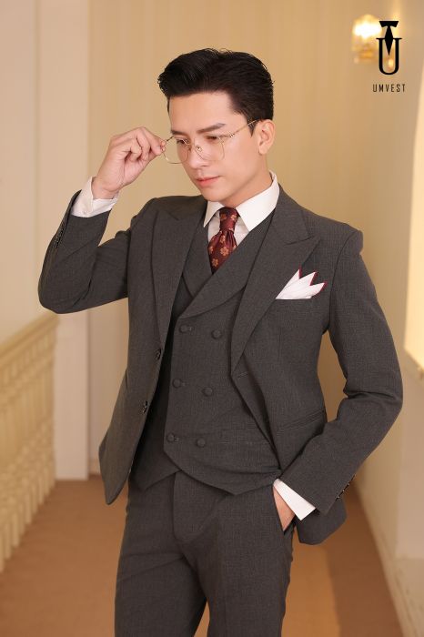 BỘ VEST NAM XÁM KẺ ĐẬM