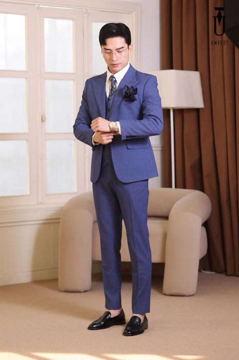 BỘ VEST NAM XANH DƯƠNG SỌC