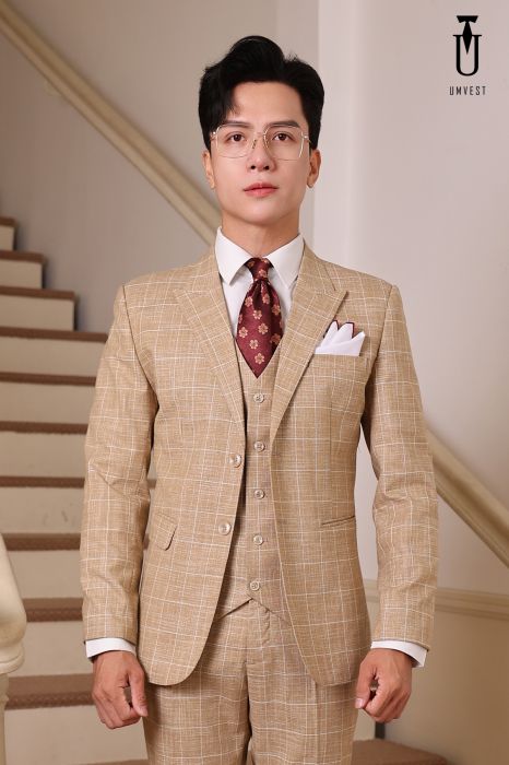 BỘ VEST VÀNG CAM CARO