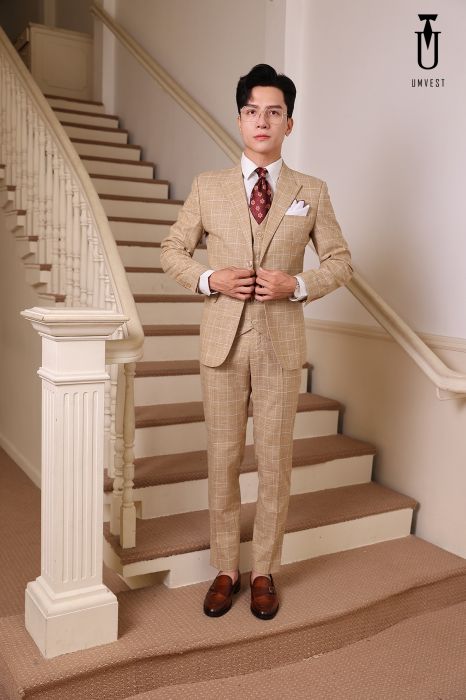 BỘ VEST VÀNG CAM CARO