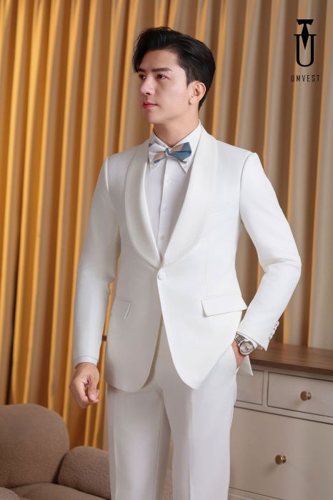 BỘ TUXEDO MÀU TRẮNG VE SAM
