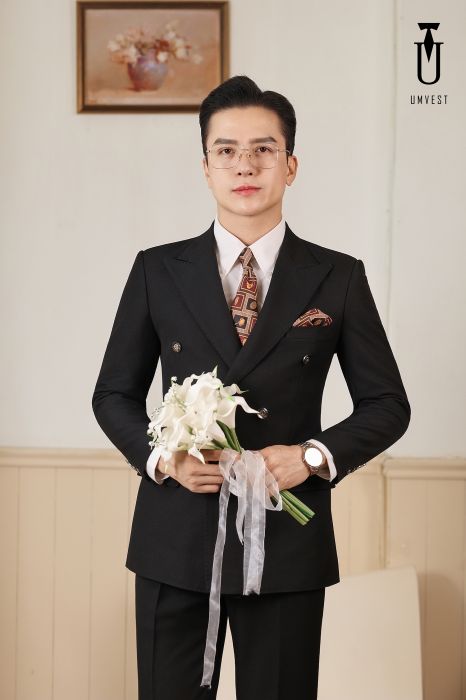 VEST CHÚ RỂ 6 CÚC ĐEN