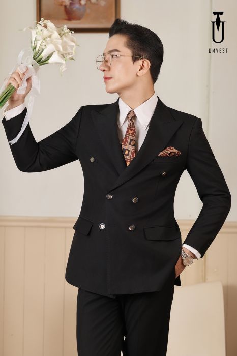 VEST CHÚ RỂ 6 CÚC ĐEN