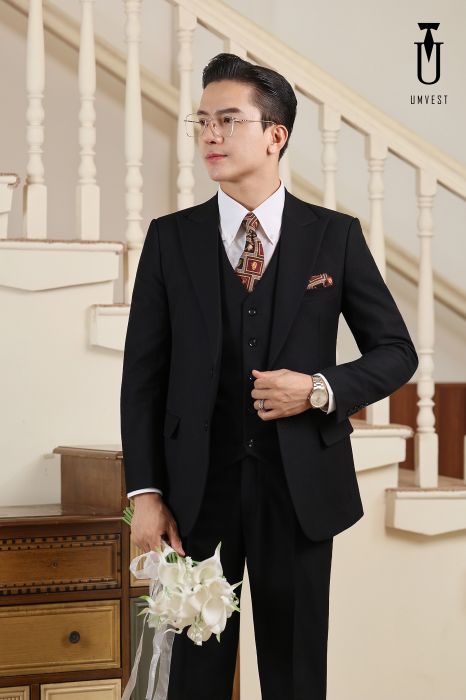 VEST CHÚ RỂ ĐEN TUYỀN 01