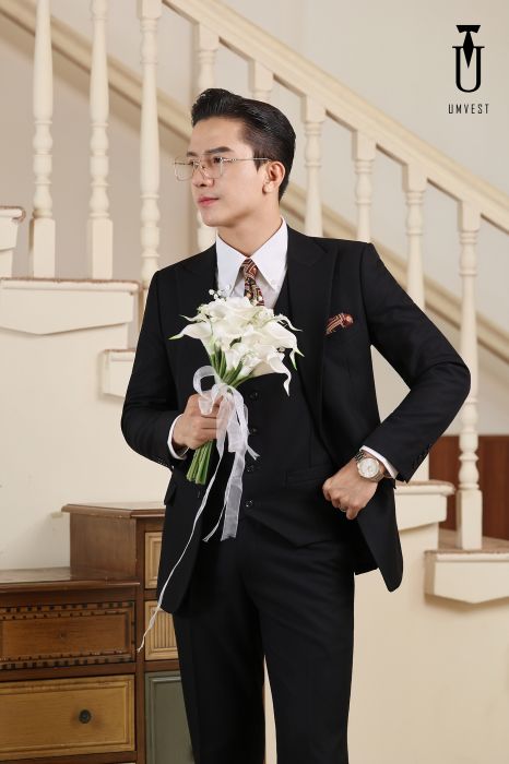 VEST CHÚ RỂ ĐEN TUYỀN 01