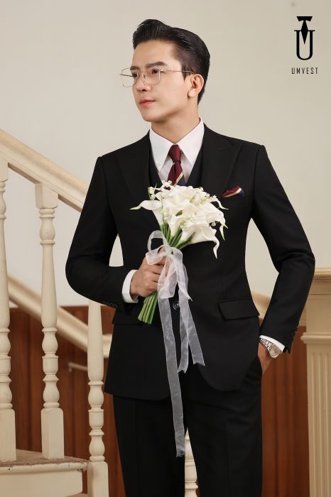 VEST CHÚ RỂ MÀU ĐEN GILE TK 02