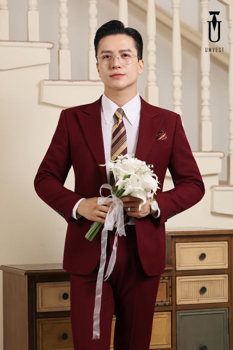 VEST CHÚ RỂ MÀU ĐỎ ĐÔ