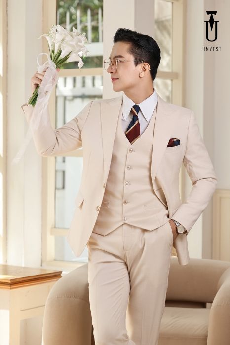 VEST CHÚ RỂ MÀU TRẮNG KEM