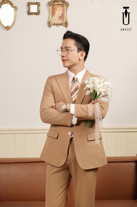 VEST CHÚ RỂ MÀU NÂU NHẠT