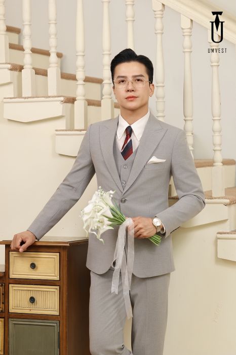 VEST CHÚ RỂ XÁM NHẠT