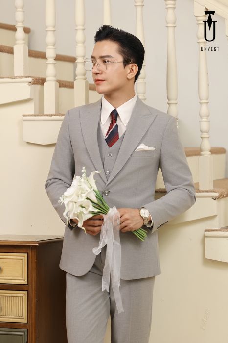 VEST CHÚ RỂ XÁM NHẠT