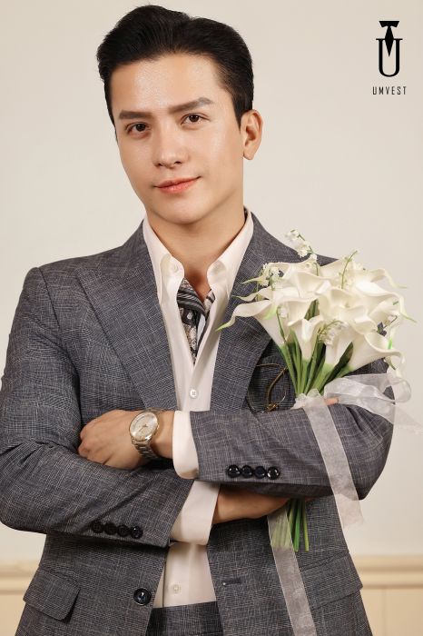 VEST CHÚ RỂ XÁM SỌC