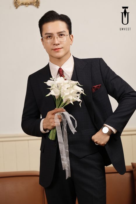 VEST CHÚ RỂ XANH ĐEN CARO