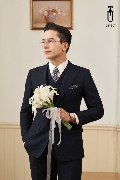 VEST CHÚ RỂ XANH ĐEN GILE SAM