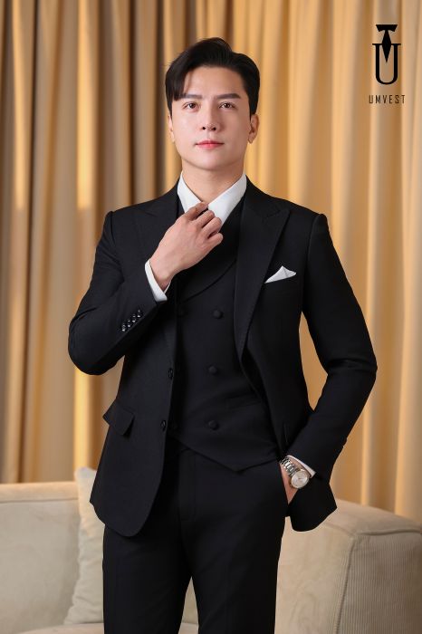 ÁO VEST NAM MÀU ĐEN 02