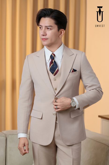 ÁO VEST NAM MÀU KEM