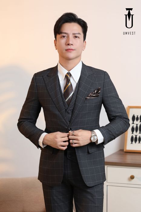 ÁO VEST NAM MÀU XÁM CARO 191