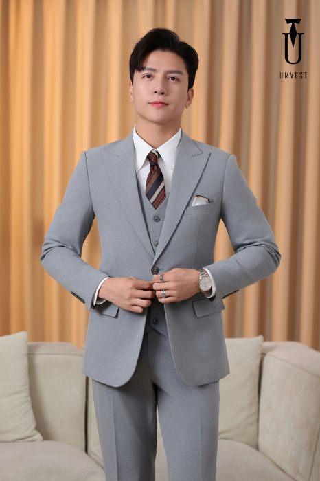 ÁO VEST NAM MÀU XÁM DẠ SÁNG