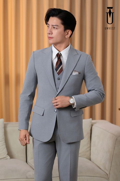 ÁO VEST NAM MÀU XÁM DẠ SÁNG