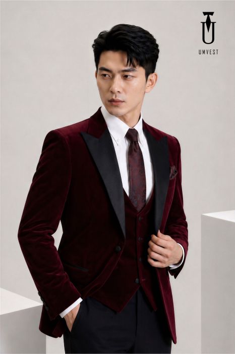 VEST UM ĐỎ NHUNG